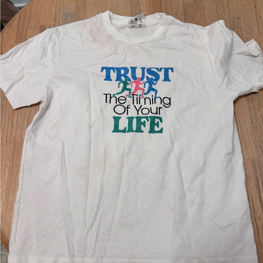 SOLD White Graphic T-Shirt with Motivational Print